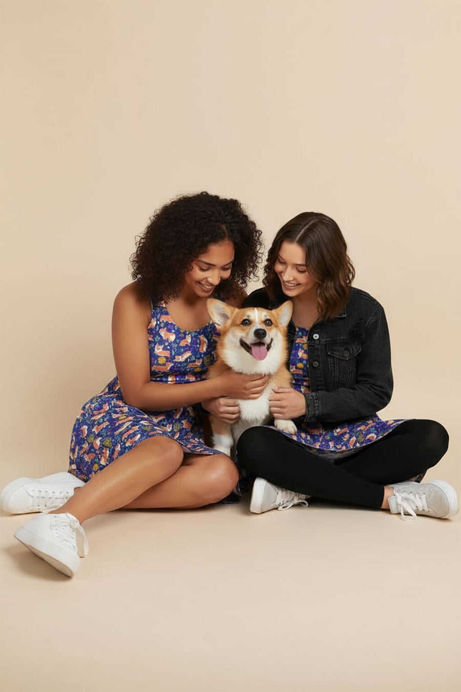 Cute Corgi Floral Summer Dress from WOOF photographed from the front