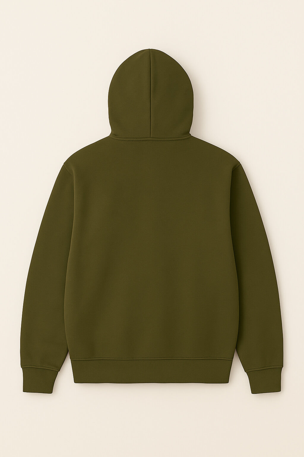 The Super Soft Dog Love Hoodie from Dogloverclothing.com is shown in olive green, laid flat on a light beige background. It features long sleeves, a hood, and a plain back—ideal stylish comfort for any dog parent.