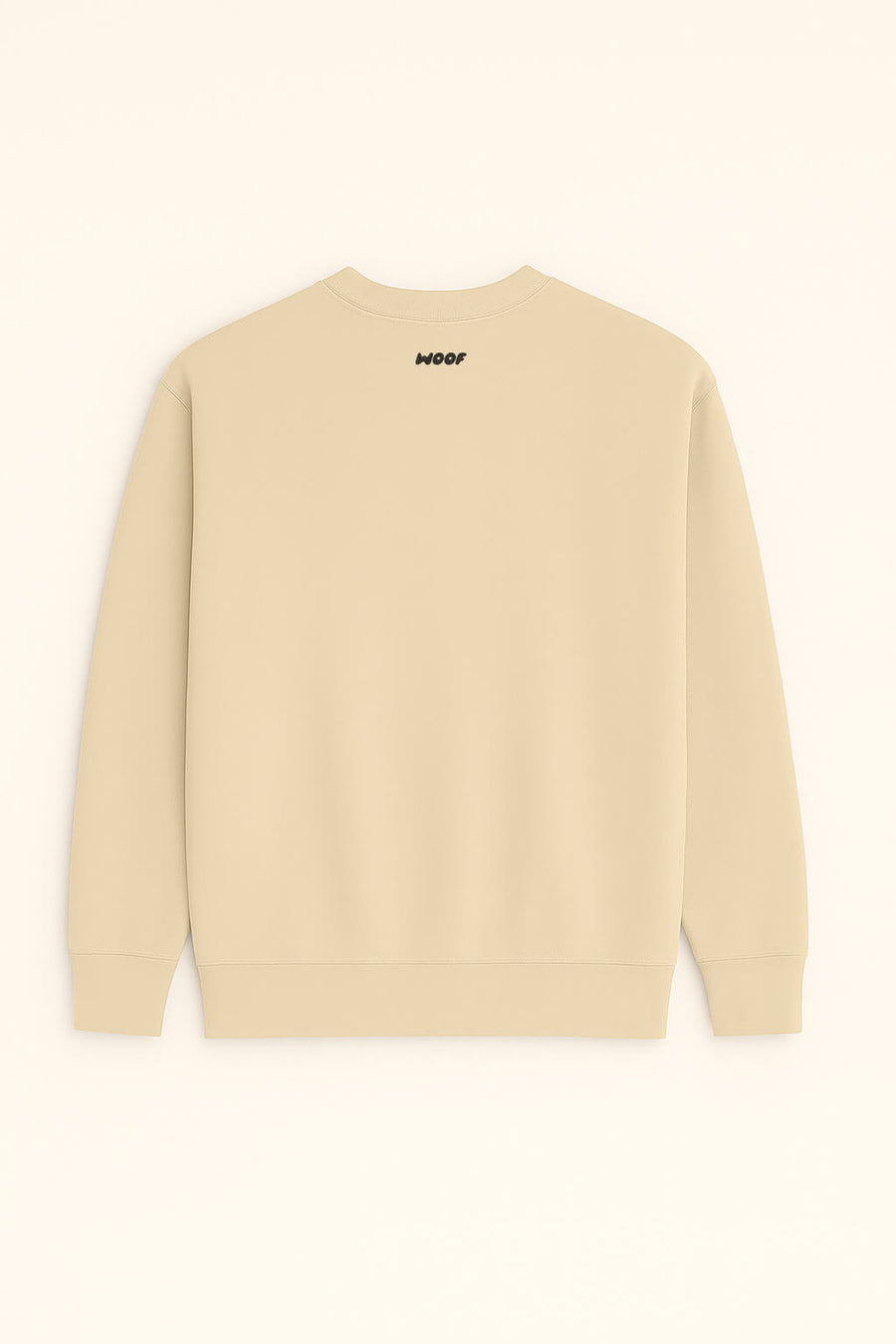 Beige Dog Walker Sweatshirt from WOOF laid flat, back view