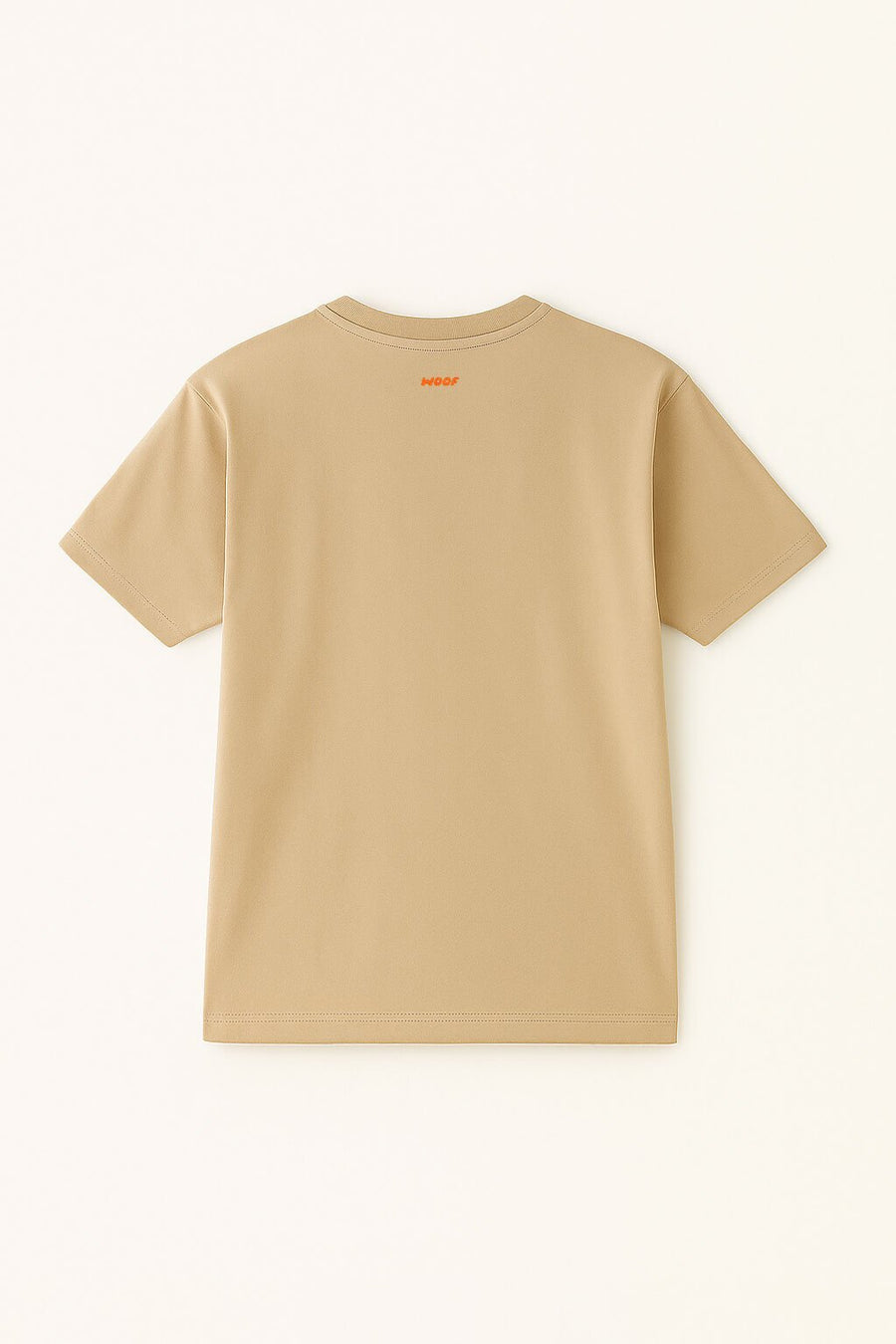 Beige embroidered Life is Better with a Dog T-Shirt from WOOF laid flat, back