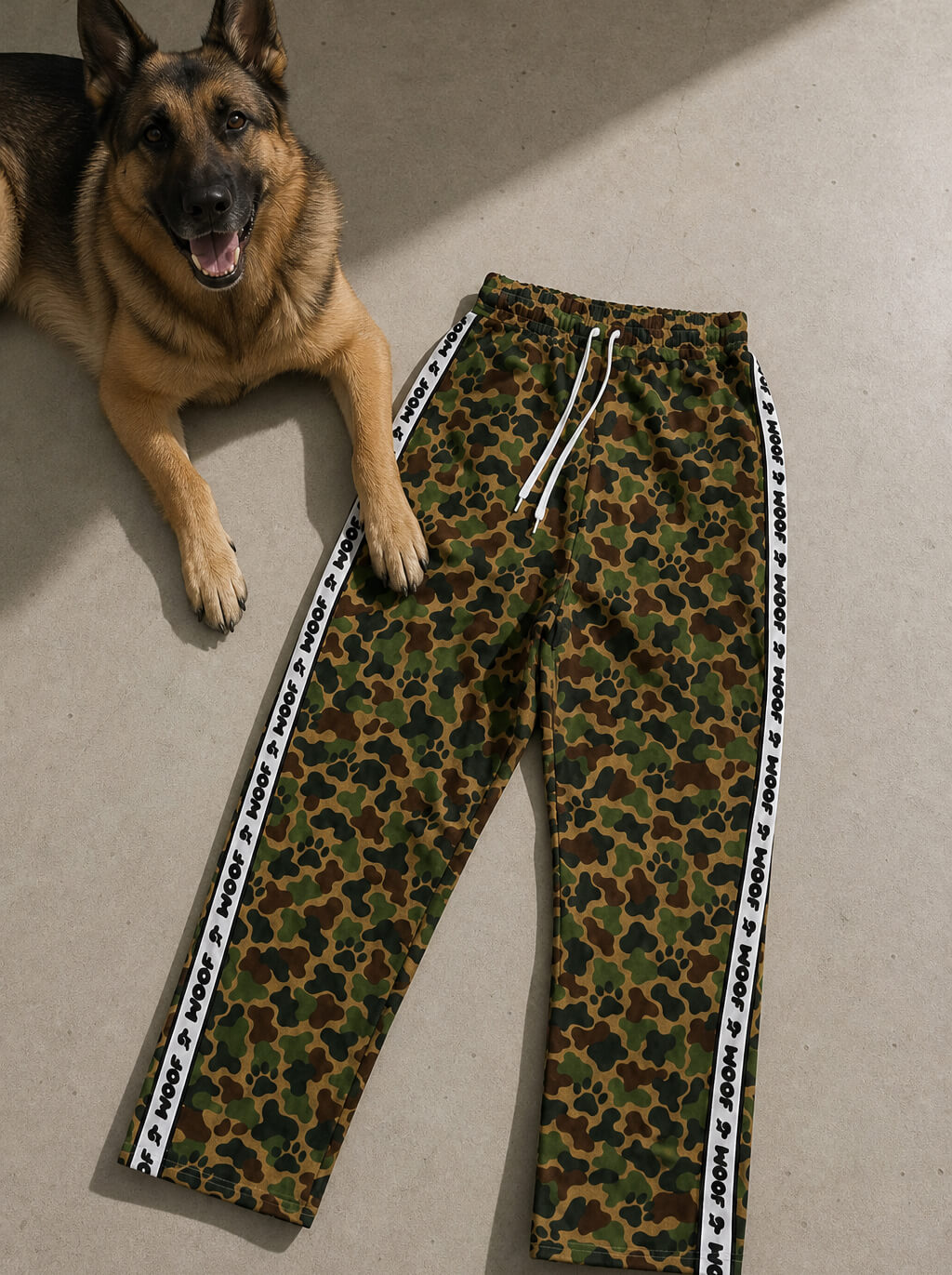 Camo Wide-Leg Unisex Paw Print Joggers