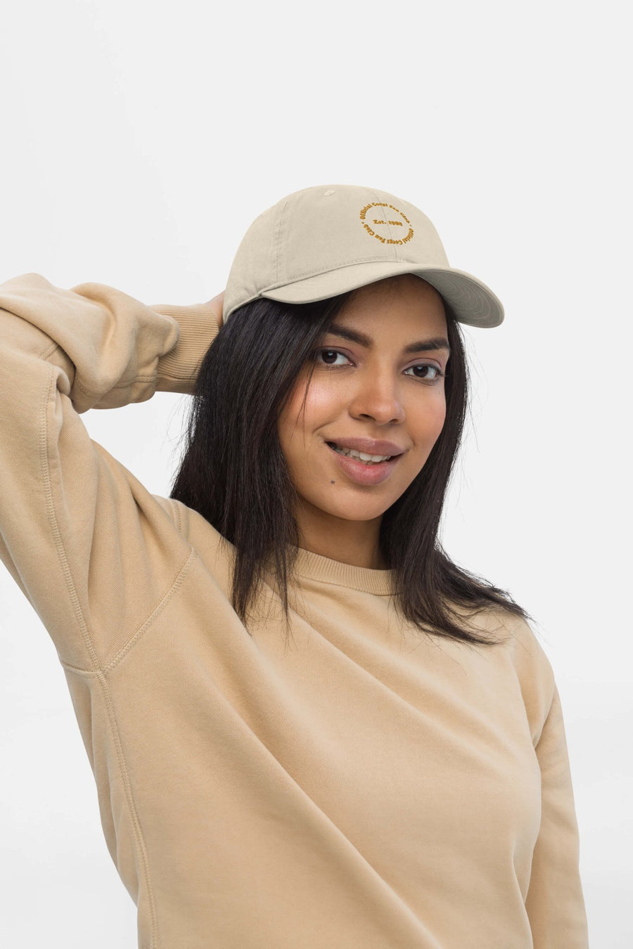 Beige Corgi Fan Club cap from WOOF on a plain background