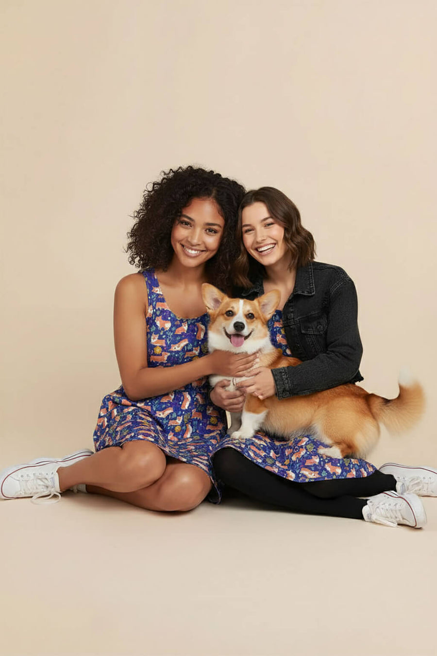 Cute Corgi Floral Summer Dress from WOOF, alternate front view