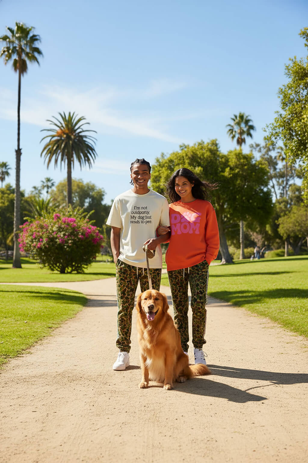 Camo Wide-Leg Unisex Paw Print Joggers