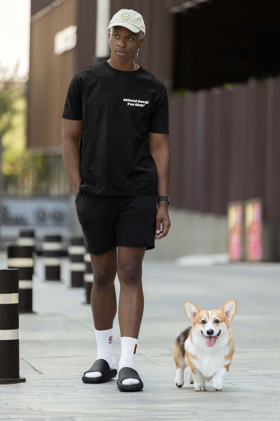 Corgi Fan Club T-Shirt from WOOF in black on a plain background