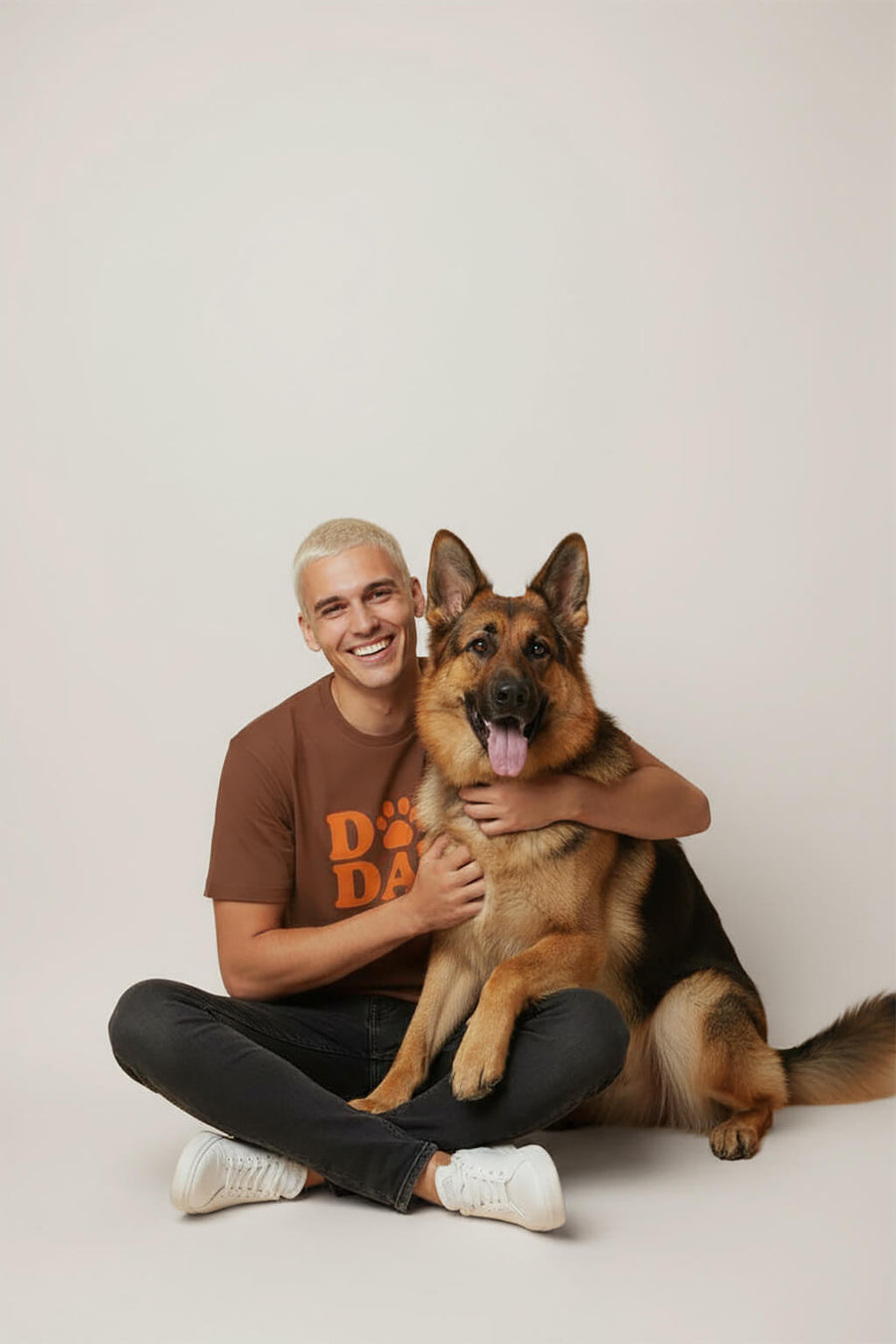Brown Soft Dog Dad T-Shirt from WOOF, alternate front view
