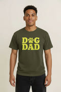Green Soft Dog Dad T-Shirt from WOOF, front view with the Dog Dad print