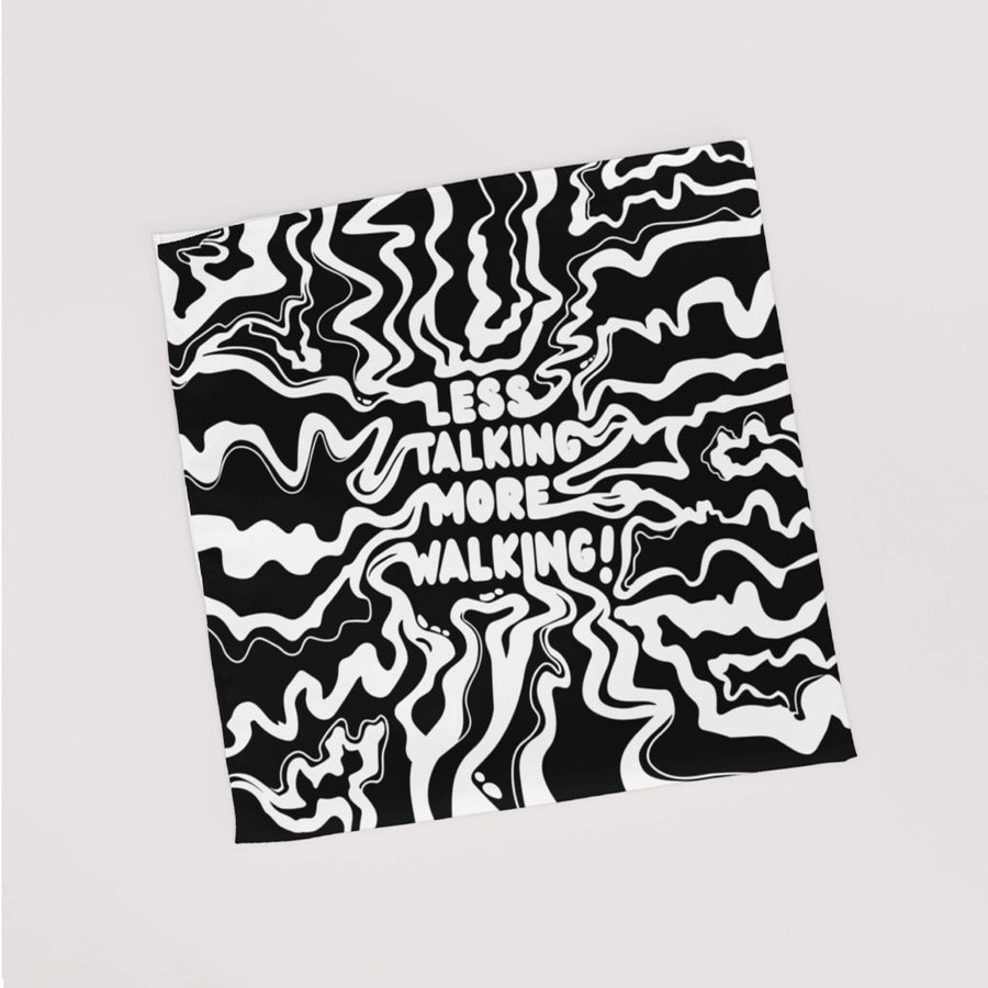 Less Talking More Walking dog bandana from WOOF in soft recycled polyester