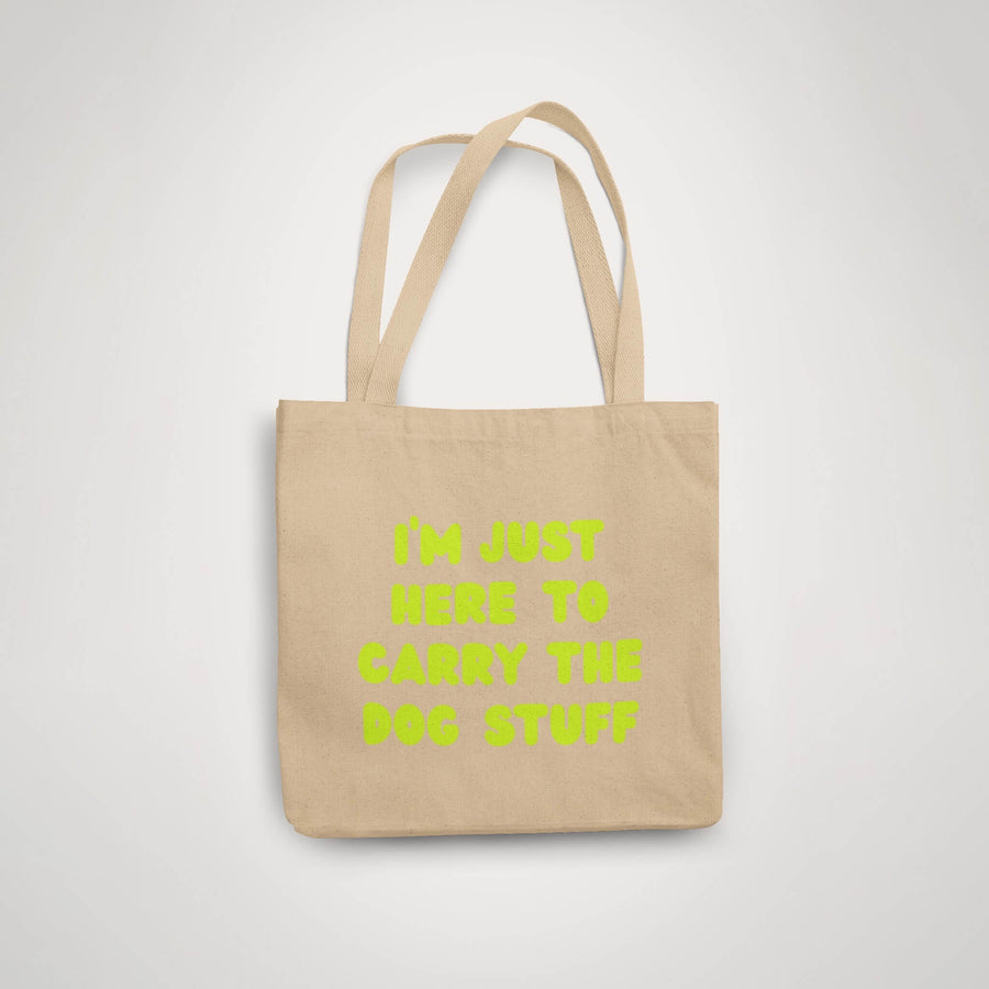 Dog Stuff Eco Tote Bag from WOOF laid flat on a plain background