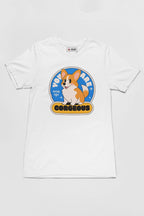 Explore the You are Corgeous Supreme T-Shirt from Dogloverclothing.com, crafted for dog enthusiasts. This premium white cotton tee features a cartoon corgi with You Are Corgeous in bold font on a circular blue backdrop accented with stars.