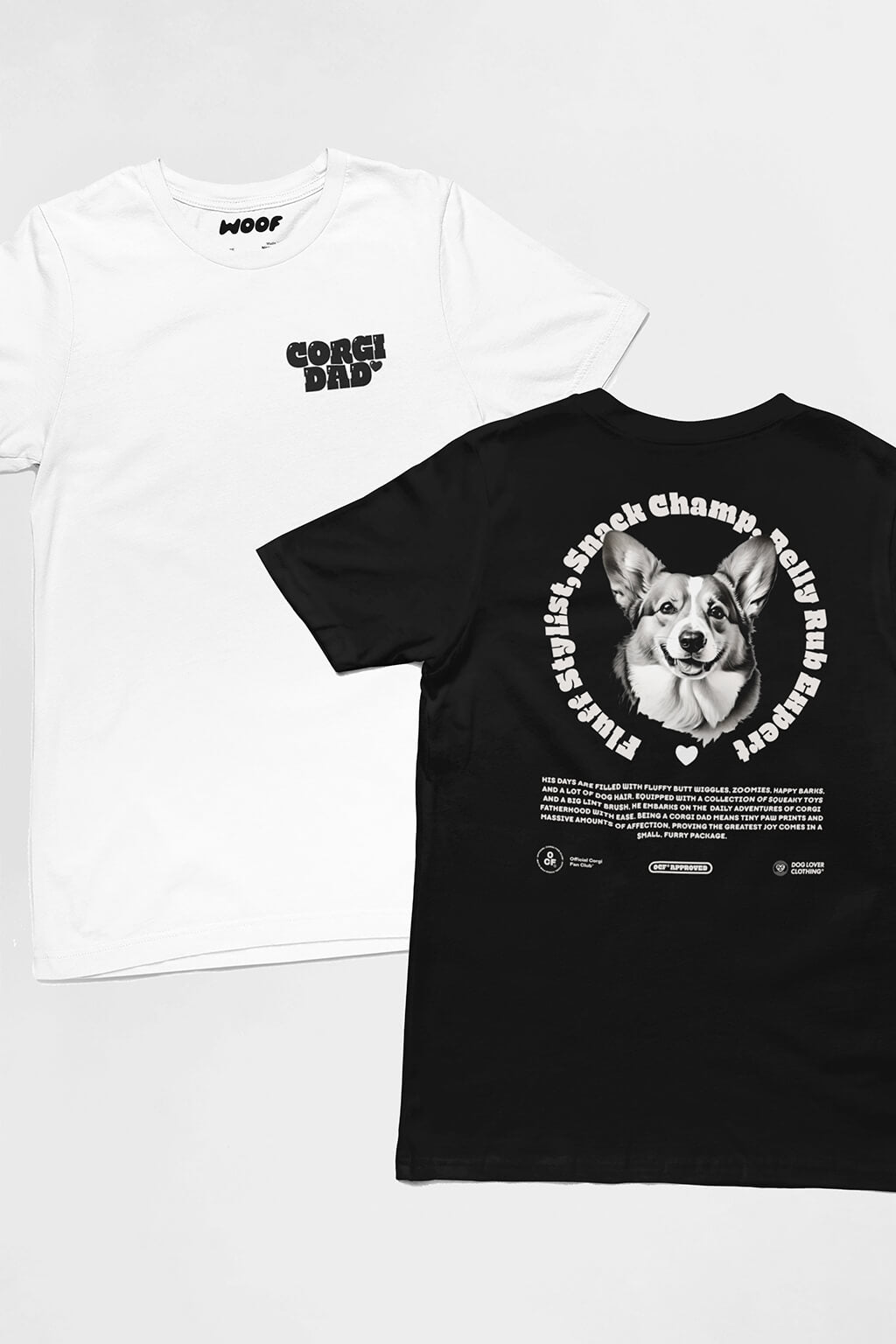 Corgi Dad Tribute T-Shirt from WOOF shown front and back