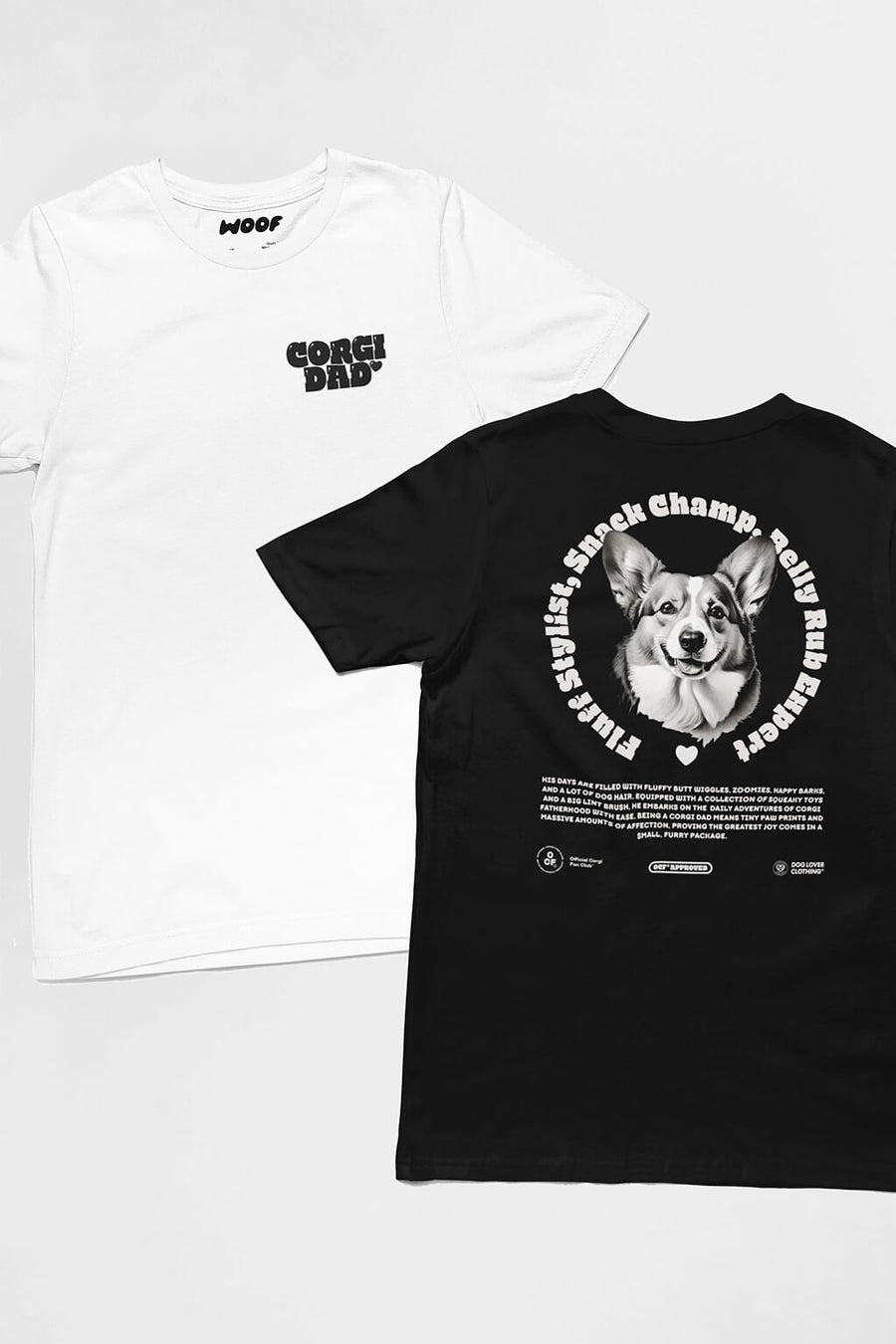 Corgi Dad Tribute T-Shirt from WOOF shown front and back