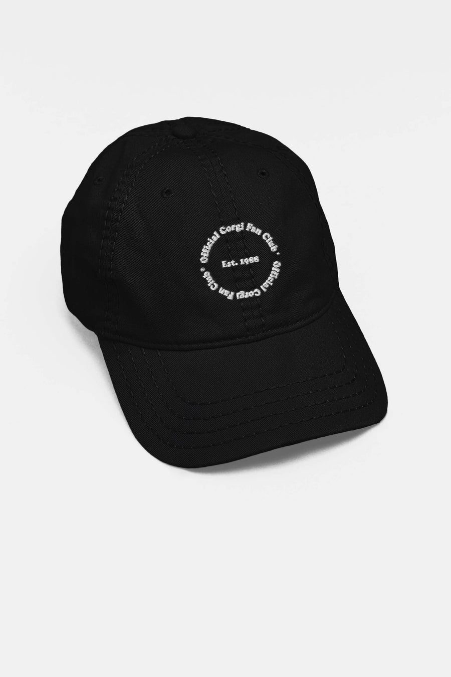 Corgi Fan Club cap from WOOF in black, straight on front view