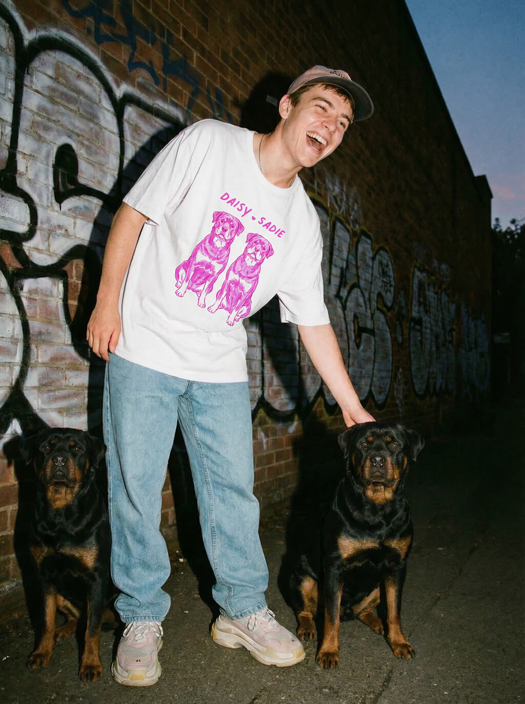 Custom Dog Caricature Unisex Heavyweight T-Shirt