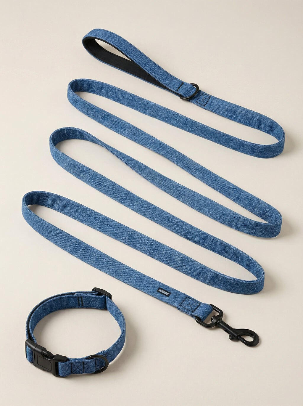 Denim Jeans Look Dog Collar & Leash Set