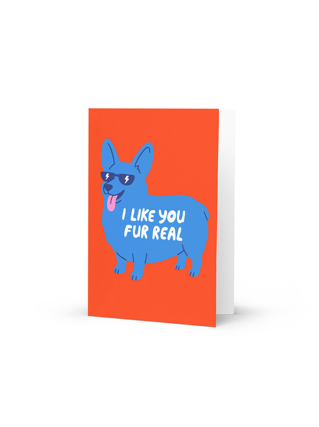 Front of the I Like You Fur Real corgi Valentines card from WOOF