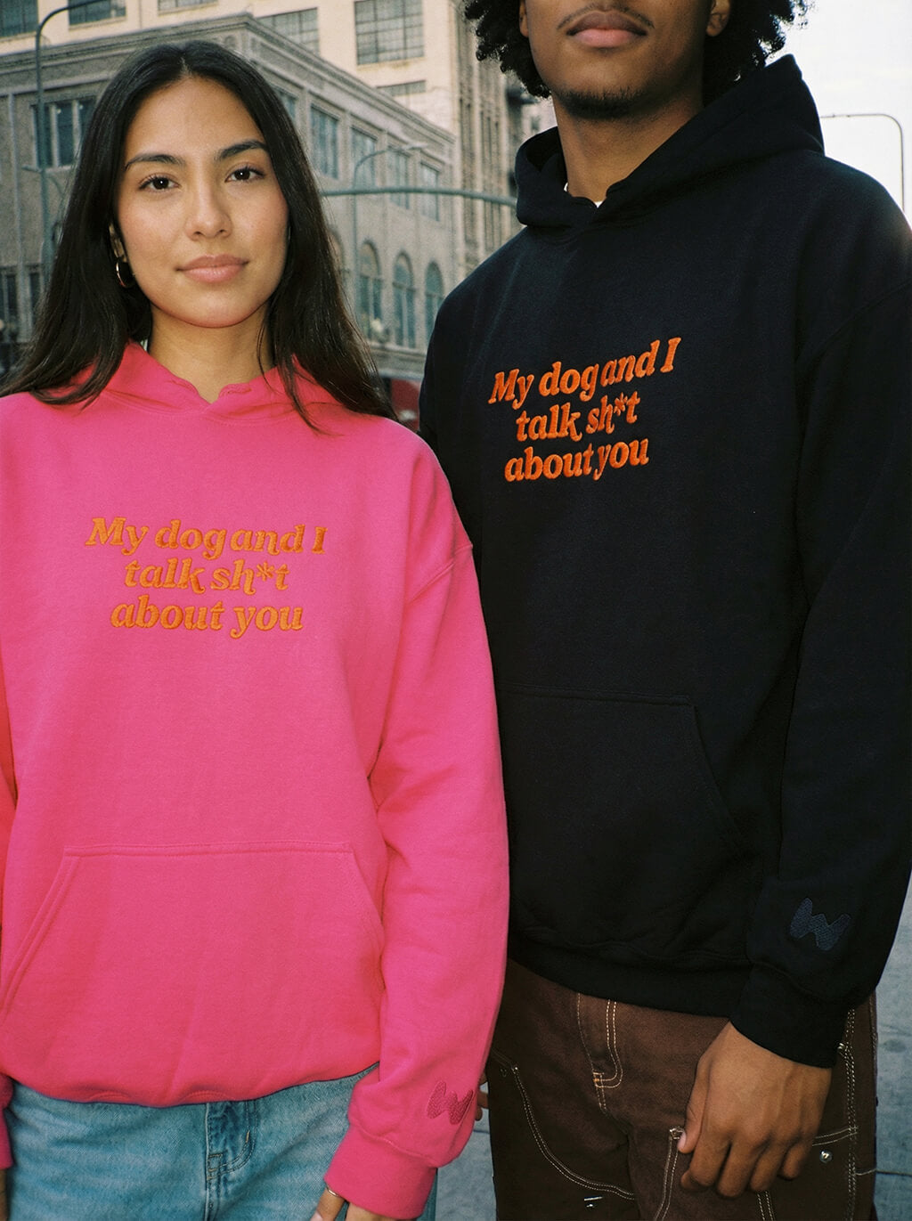 Bold My Dog And I Talk Embroidered Hoodie