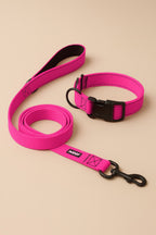 Neon Pink Dog Collar & Leash Set - WOOF