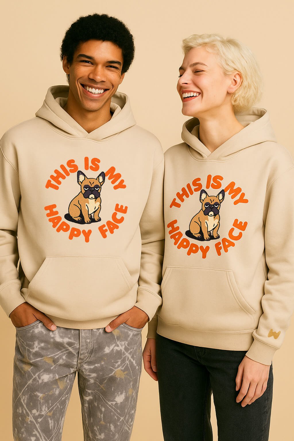 Funny This Is My Happy Face Unisex Frenchie Hoodie