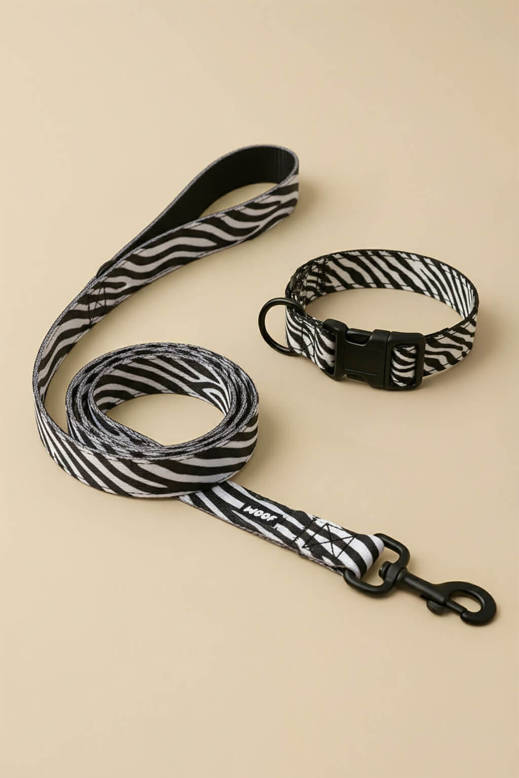 Zebra Dog Collar & Leash Set