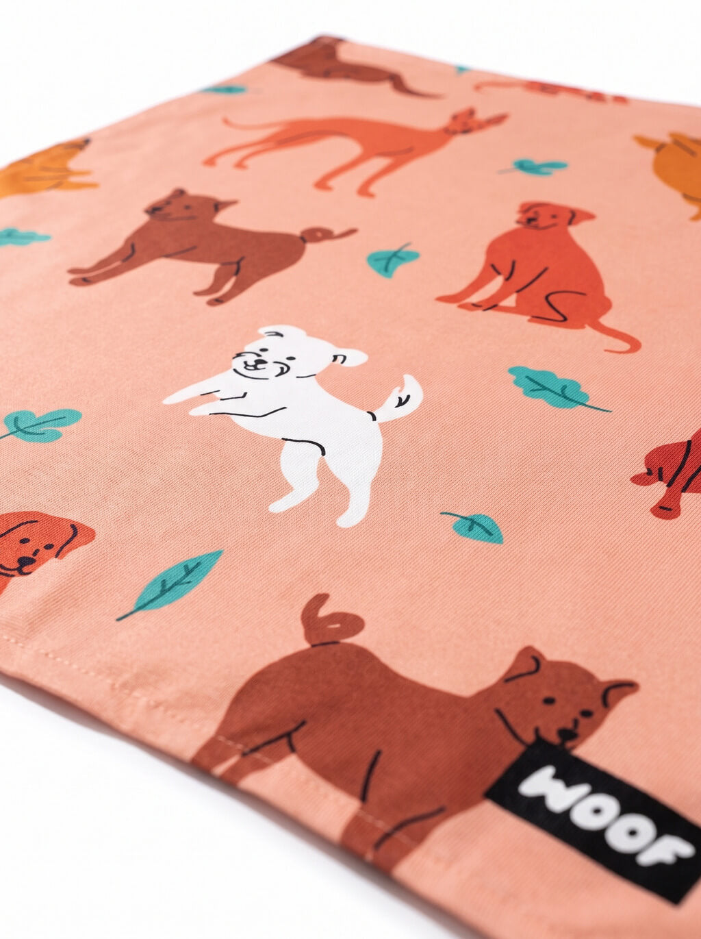Close up of the autumn print on the Autumn Dog Squad Bandana from WOOF