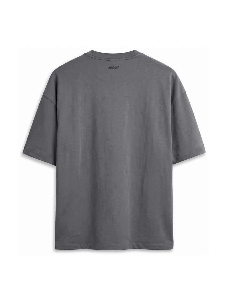 Back of the faded black Oversized Dog Dad T-Shirt from WOOF