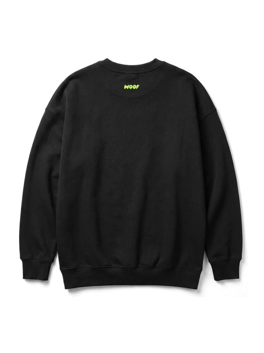 Back of the black Can I Pet Your Dog Sweatshirt from WOOF