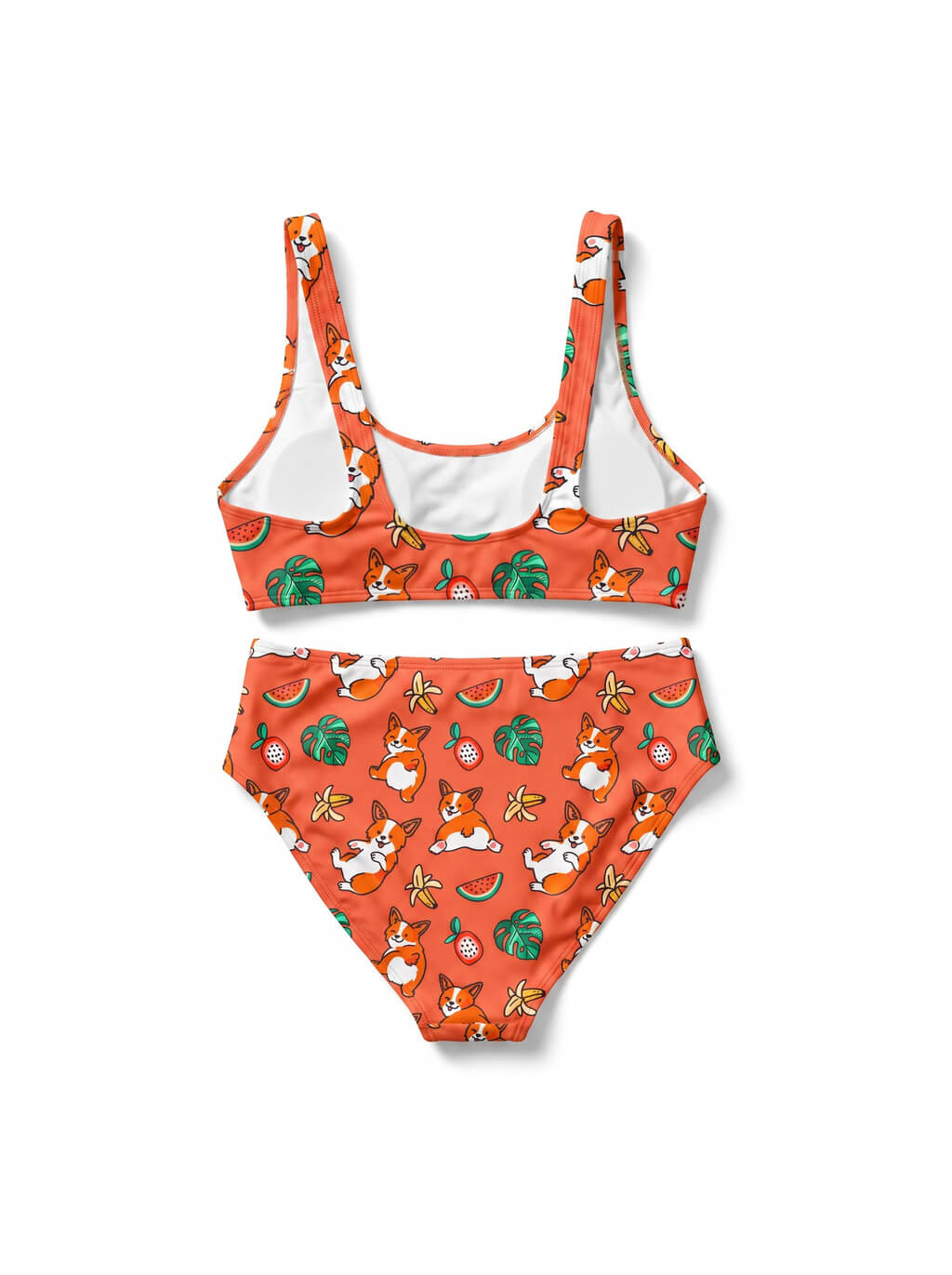 Tropical Corgi Splash High Waisted Bikini