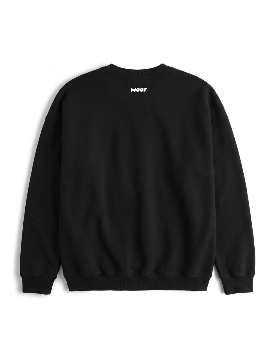 Back of the black Embroidered Corgi Sweatshirt from WOOF