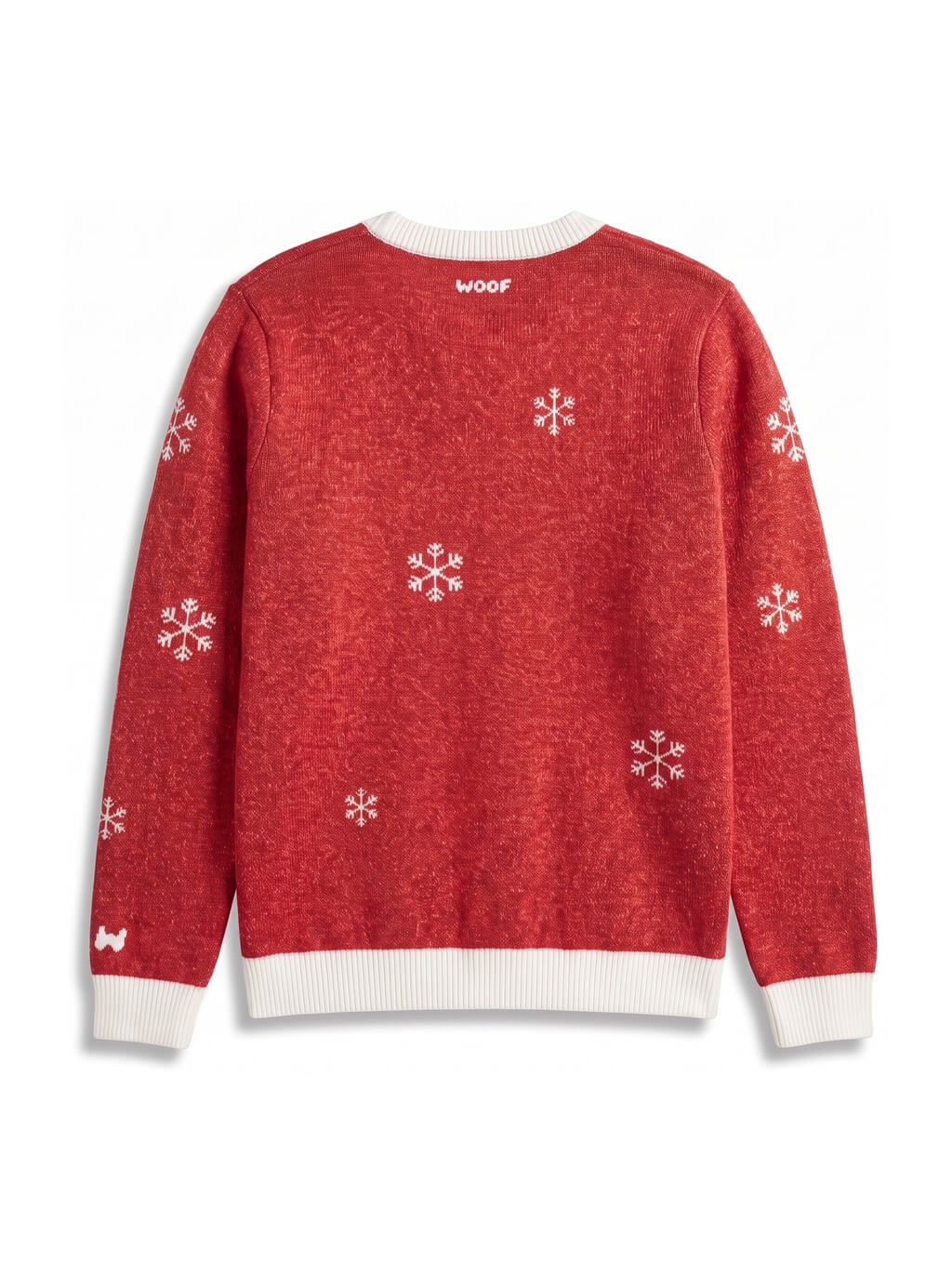 Back of the red Corgi Christmas Knitted Sweatshirt from WOOF