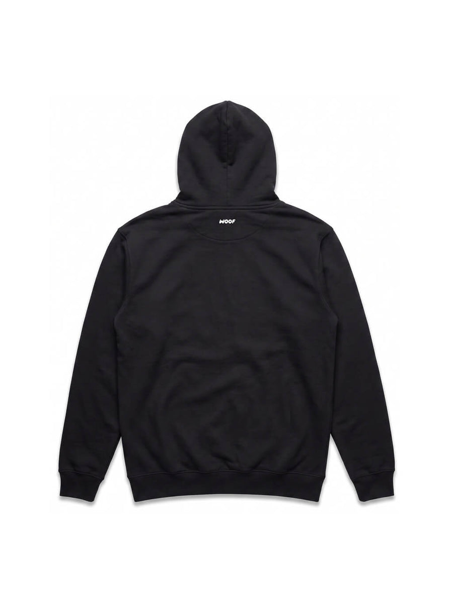 Back of the black Custom Royal Dog Portrait Hoodie from WOOF