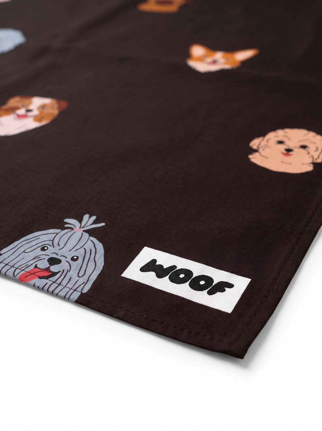 Close up of the print on the Chocolate Furry Friends Dog Bandana from WOOF