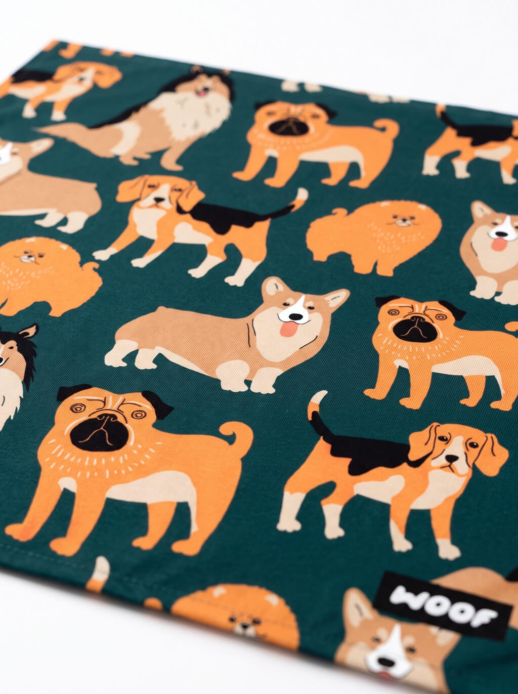 Green dog bandana from WOOF, alternate front view