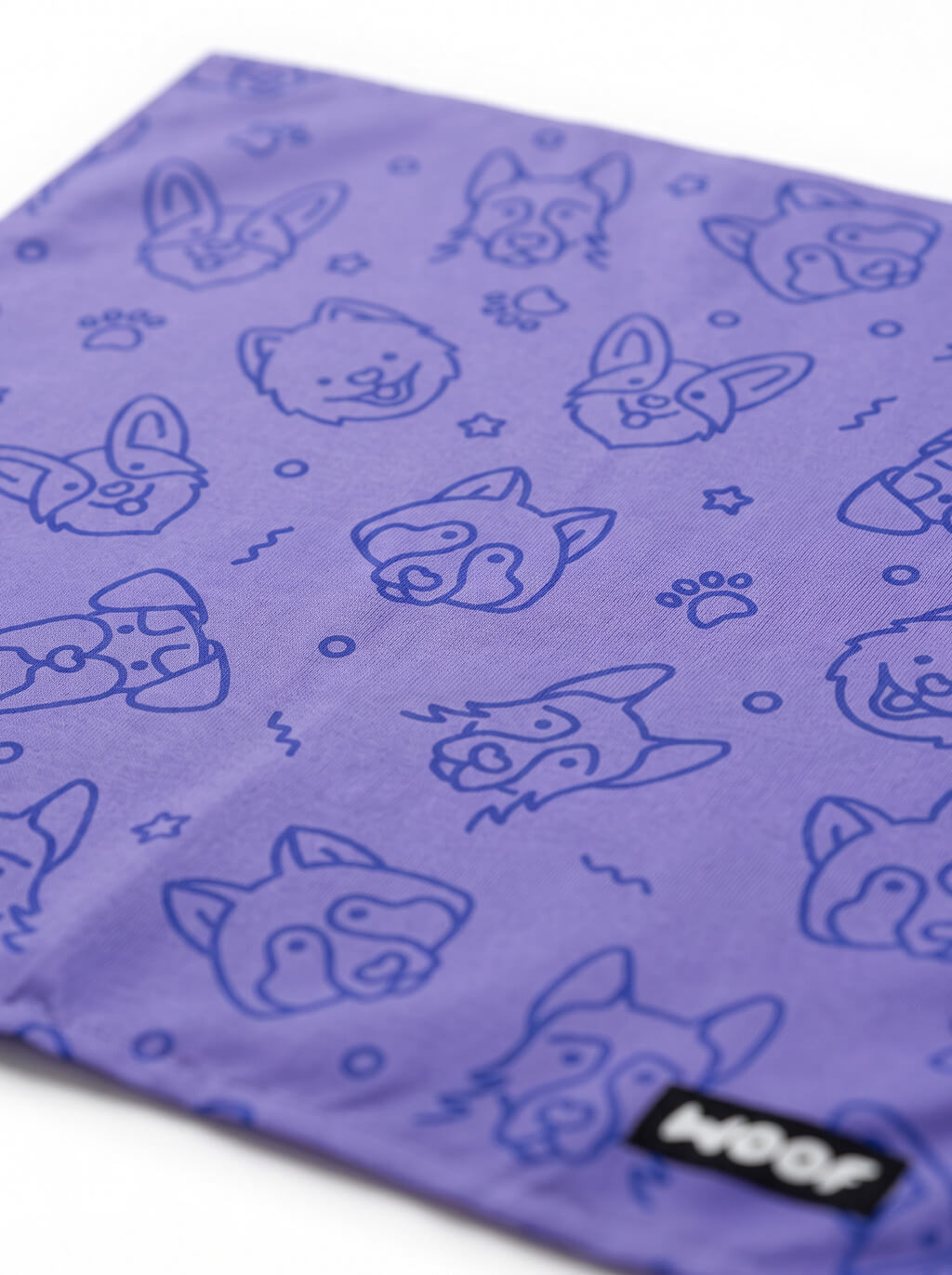 Close up of the print on the Lavender Dog Art Bandana from WOOF