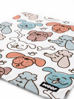 Close up of the print on the white Dog Cuties Bandana from WOOF