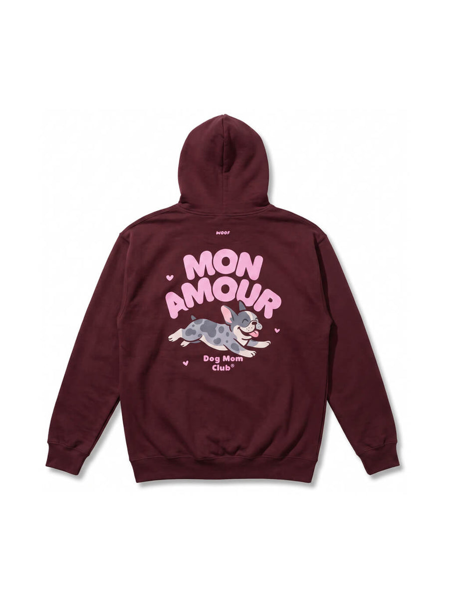 Back of the red Diehard Dog Moms Club Crop Hoodie from WOOF