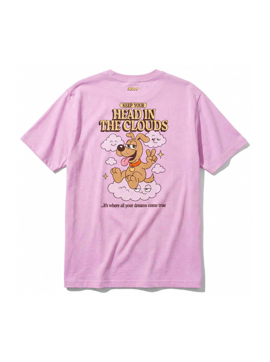 Back of the lilac Head in the Clouds Dog T-Shirt from WOOF