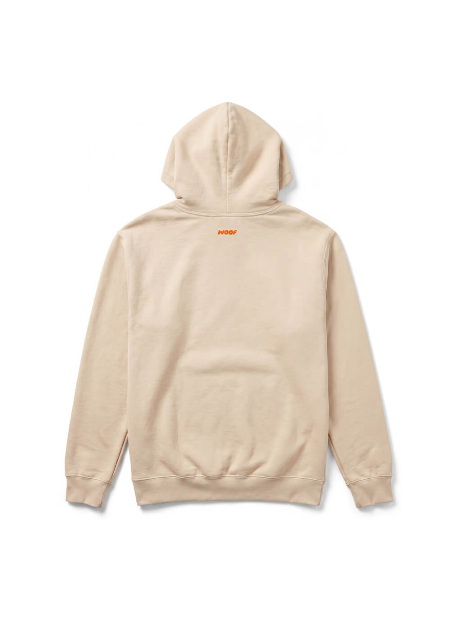 Back of the beige This Is My Happy Face Frenchie Hoodie from WOOF