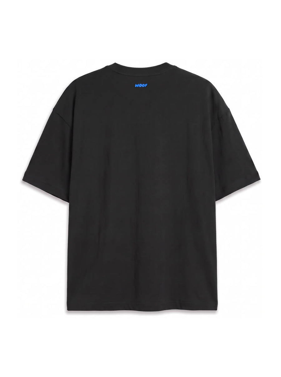 Back of the black Life is Better with a Dog Embroidered T-Shirt from WOOF