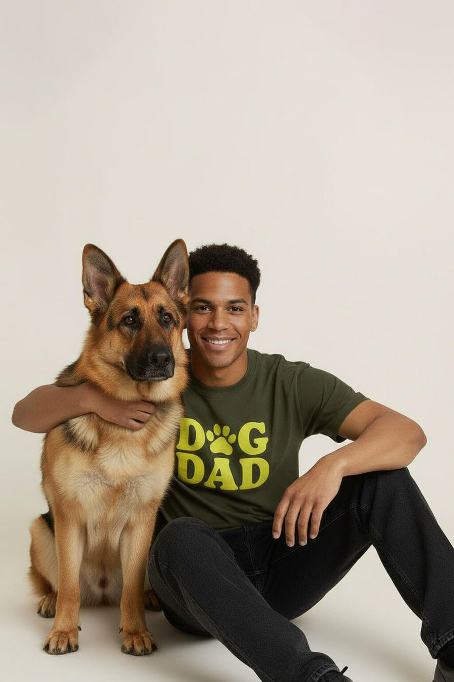 Green Soft Dog Dad T-Shirt from WOOF, straight on front view