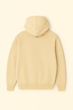 The Bold My Dog And I Talk Embroidered Hoodie by Dogloverclothing.com features a classic fit, long sleeves, and a hood in light beige, shown laid flat on a matching background for maximum comfort.