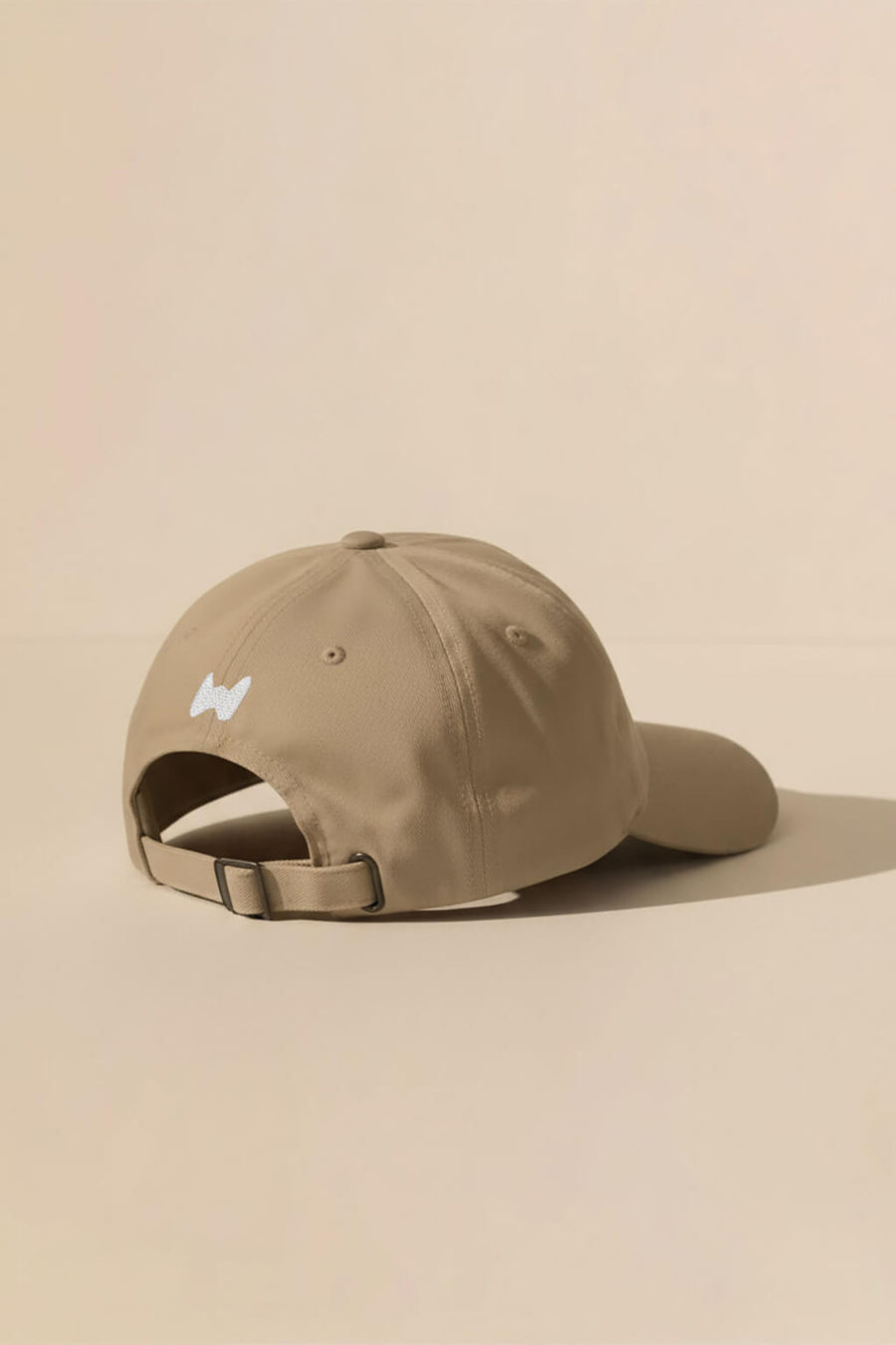 Back of the beige Iconic Corgi Baseball Cap from WOOF with the closure