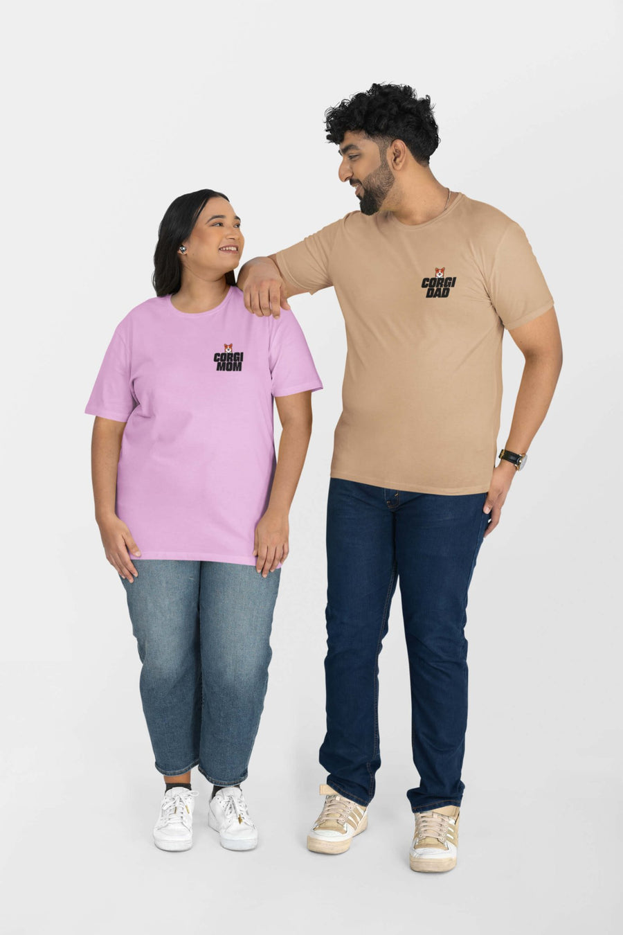 Corgi Dad Premium T-Shirts from WOOF shown in several colours together