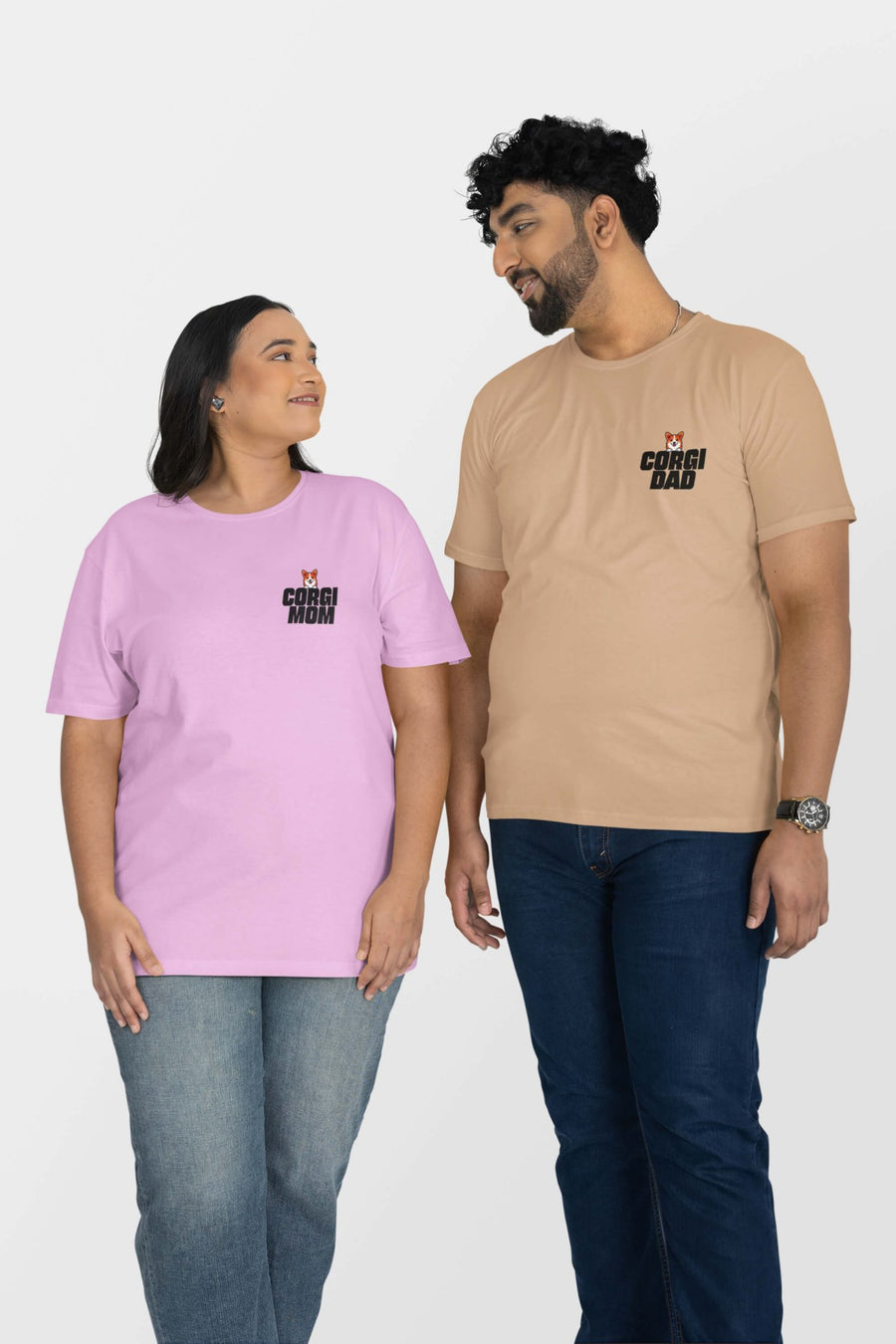 Corgi Mom Premium T-Shirts from WOOF shown in several colours together