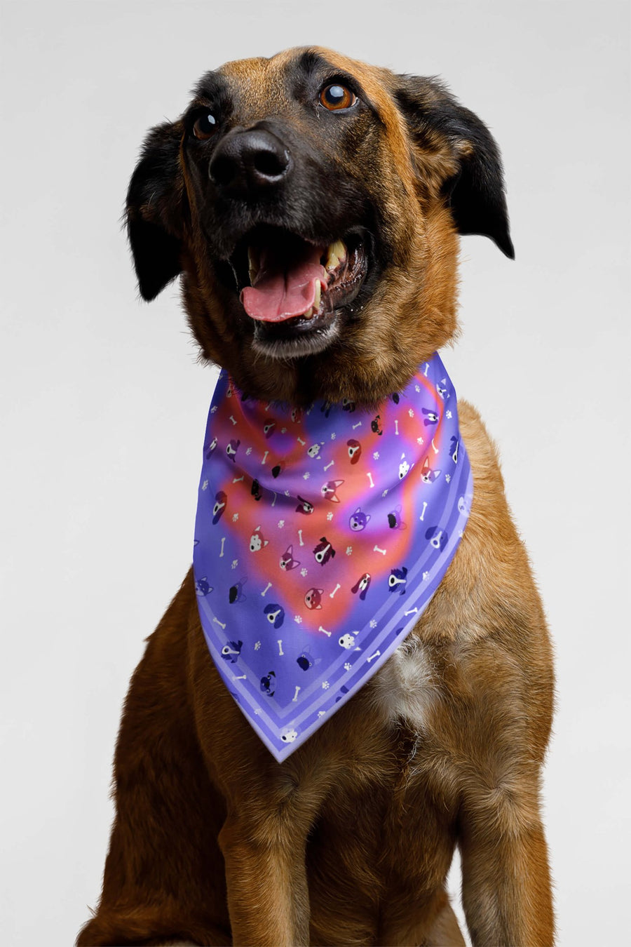 Cosmic Dogs bandana from WOOF in lilac, front view of the print