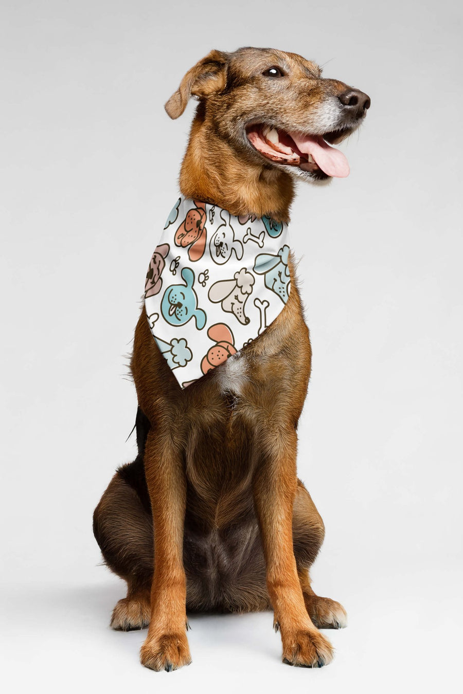 Dog Cuties dog bandana from WOOF, front view of the print