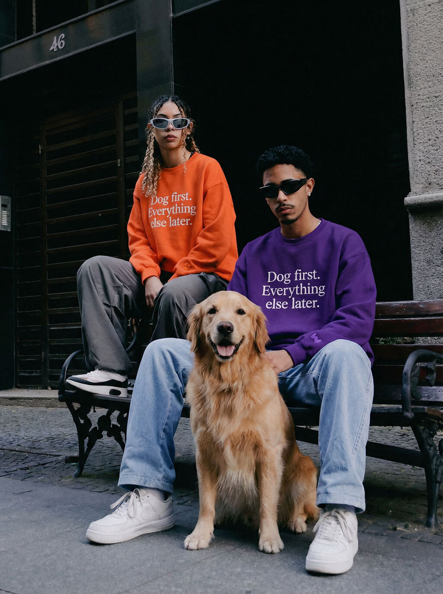 Orange Dog First Statement Sweatshirt from WOOF, front view