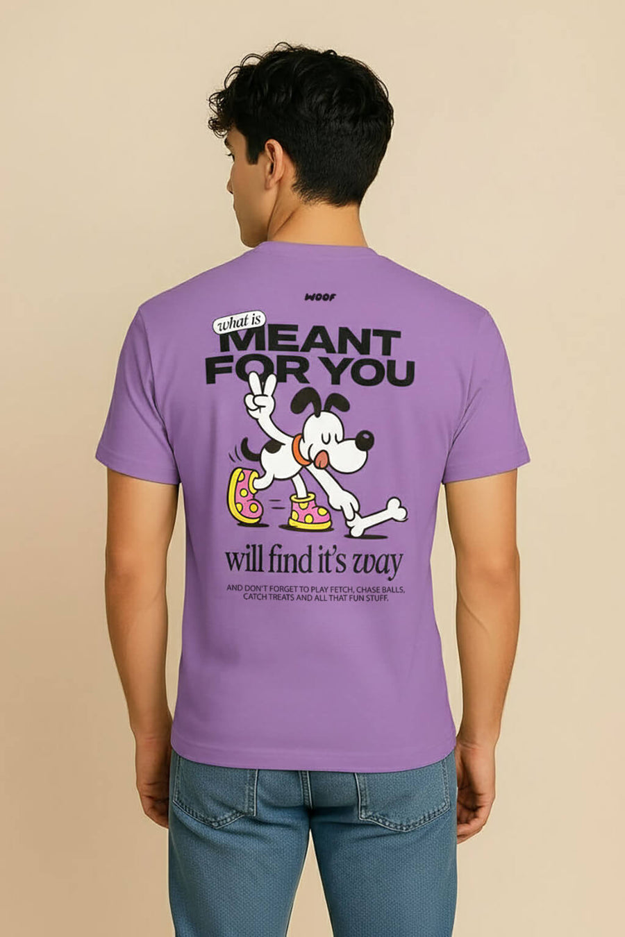 This Is Meant For You dog T-Shirt from WOOF, front and back side by side