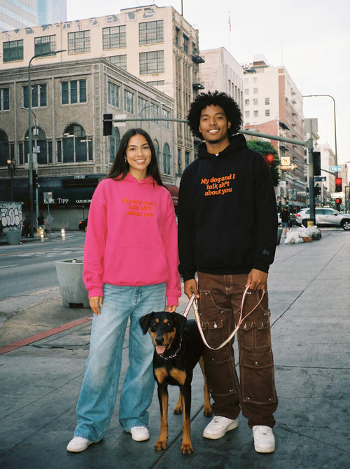 Bold My Dog And I Talk Embroidered Hoodie