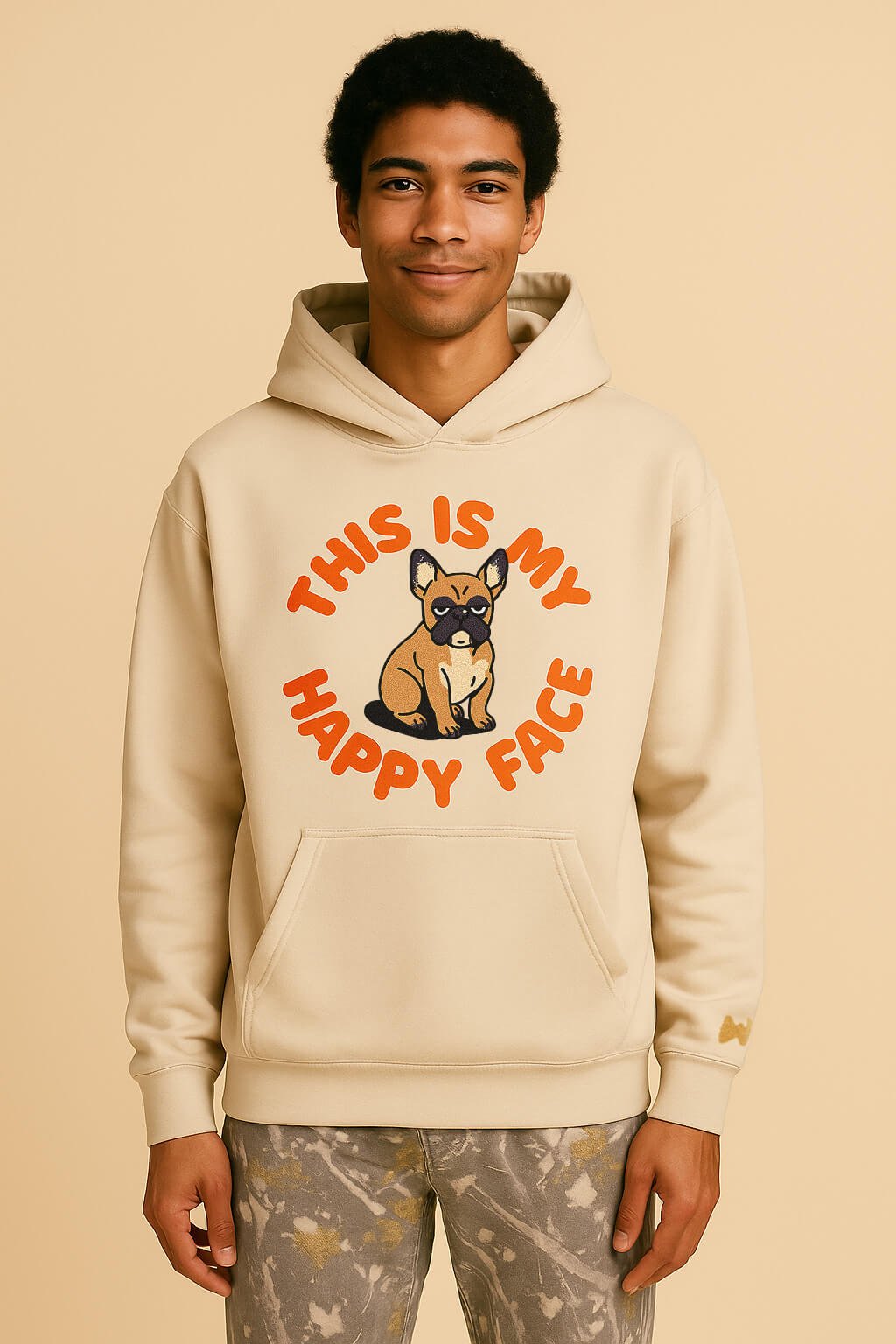 Funny This Is My Happy Face Unisex Frenchie Hoodie - WOOF